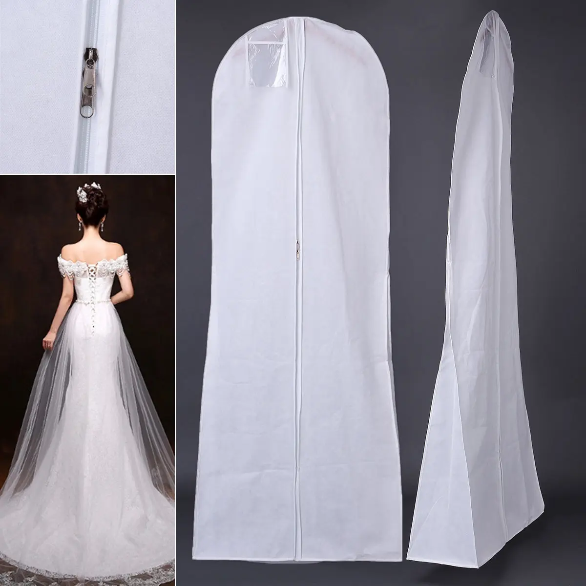 Robe de mariée longue avec Logo personnalisé, vêtements respirants, Non tissé, sac à vêtements, vente en gros