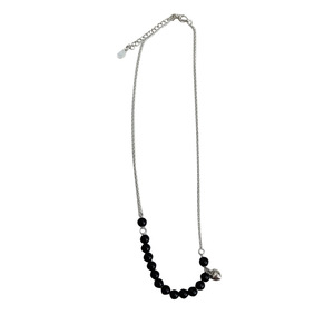 Collier de perles en agate noire argentée, pendentif en forme de cœur en argent S925, design minimaliste élégant pour femmes, bijoux à porter au quotidien - Product Image 5