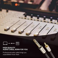 Adaptateur Ugreen 1/8 vers 1/4 stéréo 3,5 mm vers 6,35 mm, câble auxiliaire, câble de guitare vers prise auxiliaire mâle avec boîtier en alliage de zinc et gaine en nylon tressé