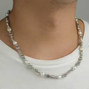 Hip Hop Handmade Pearl Beads Personalized Jewelry Necklaces For Men
