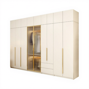 <b>Modern</b> Glass Door Wardrobe Solid Wood Bedroom Storage Space Saving Hinged Door Ready Made Combination Cabinet - Product Image 3