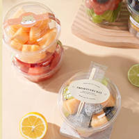 Contenants ronds en plastique transparent PET jetables en gros avec logo personnalisé, pour gâteaux, yaourts, salades, coupes à smoothie acaï