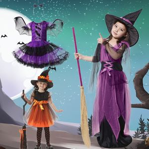 Ensemble de costumes de sorcière pour enfants, avec chapeau et balai, pour Halloween, déguisement pour enfants, jeu de rôle - Product Image 1