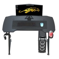 Table de jeu de vente chaude avec des lumières LED RVB bureau d'ordinateur pour pc de jeu grand bureau de jeu professionnel noir bon marché