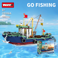 Woma Toys C0356A Bateau de pêche en blocs de construction, jouet éducatif pour enfants de 5 à 7 ans