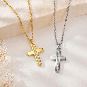 yunnique <b>Cross</b> Necklace Stainless Steel With Zircon 18K Gold Silver Plated For Women Gift Jewelry - Product Image 3