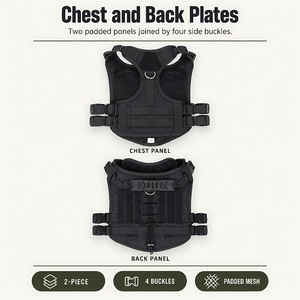 Harnais tactique pour grands chiens, gilet réglable anti-traction avec sangles MOLLE et poignée en caoutchouc - Product Image 2