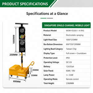 Semáforo Portátil de 200 mm con Energía <span class=keywords><strong>Solar</strong></span>, IP55, Control Remoto Inalámbrico, Señal de Seguridad para Construcción de Carreteras - Product Image 2