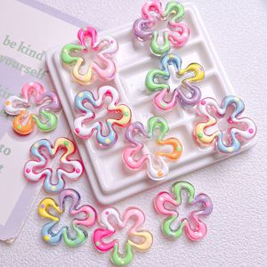 Peint à la main acrylique entretoises fleur creuse perles en vrac pour bricolage artisanat coloré arc-en-ciel collier boucles d'oreilles Bracelet fabrication de bijoux - Product Image 2
