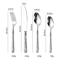 Ensemble en acier inoxydable, cuillère à dîner à manche martelé, fourchette, couteau de table dentelé et cuillère à dessert, ensemble de 4 ou 5 pièces