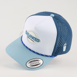 Custom Logo with Rope Hats Men's 5 Panel Golf Hat Rubber Patch Waterproof Laser Cut Hole Adjustable Snap Back Perforated Hat - Product Image 2