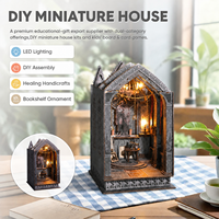 Kit de bricolage artisanal en bois, thème Prière Nocturne Tranquille, pour mini-maison de livres DIY, avec éléments en métal, plastique, papier et lumière LED, puzzle 3D à l'échelle 1:32