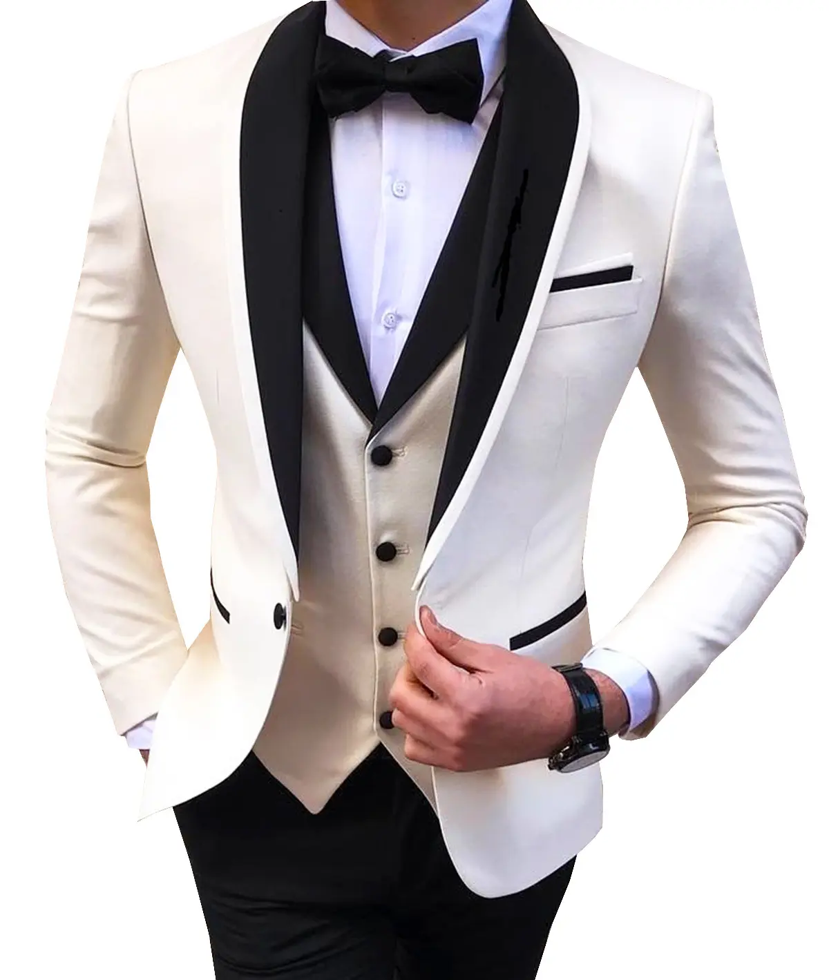 Men 3 Pieces Formal Suit Coat Vest Pant Regular Fit Shawl Lapel Solid Prom Tuxedos Wedding Groomsmen Suit Tuxedo Set