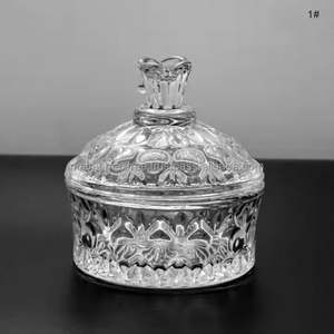 Pot à bonbons en verre transparent à prix promotionnel, boîte cadeau avec couvercles en verre, capacité 80 ml, design moderne, couleur personnalisable, récipient alimentaire. - Product Image 1