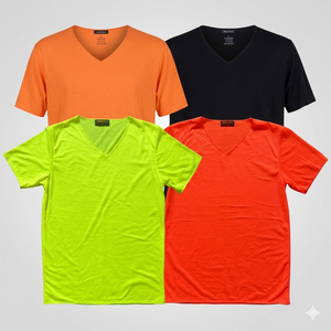 Camiseta de manga corta con cuello en V, colores neón, fabricada con TK30 S/J 150-160 gsm (40) - Product Image 2