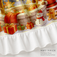 Cosennatur Housse de four de Noël Père Noël à nouer, rideau de cuisine en tissu polyester imprimé avec ourlet à volants pour ensemble de décoration de fêtes