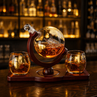 Vente en gros de carafes à whisky personnalisées de luxe en forme de globe, transparentes, en verre borosilicate de haute qualité