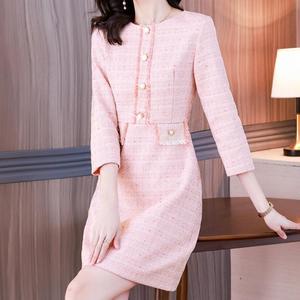 Pull col rond personnalisé en tweed mini respirant, coupe trapèze vintage naturelle, boutons unis, style décontracté automne-hiver pour <span class=keywords><strong>femme</strong></span> - Product Image 3