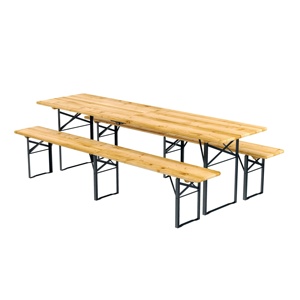 Ensemble table et bancs <span class=keywords><strong>de</strong></span> jardin robustes 220 cm, table <span class=keywords><strong>de</strong></span> pique-nique pliante en bois massif avec 2 bancs pour événements extérieurs, banquets et Oktoberfest - Product Image 2