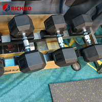 Haltères hexagonaux commerciaux de 5 lb à 100 lb, équipement de gym, poids libres, haltères hexagonaux en fonte recouverts de caoutchouc