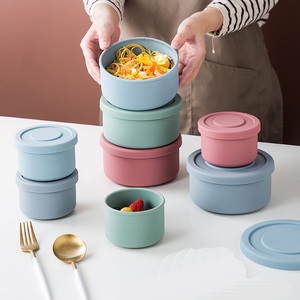 Platinum Silicone Small Round Preservation Box Refrigerator Kitchen Lunch Box