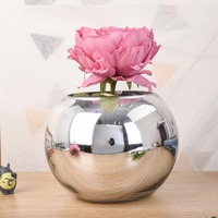 Nordique Moderne De Luxe Boule Ronde De Mariage Pièce Maîtresse Arrangement De Fleurs Or Argent Miroir Vases En Verre à vendre