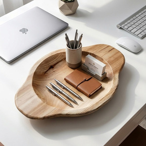 Bandeja Larga de Madera Maciza con Forma de Alien, Estilo Simple para Uso en el Hogar y Hoteles, Bandeja Multifuncional para Servir, Tamaño Grande y Pequeño - Product Image 1