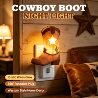Lampe de nuit LED en forme de botte de cowboy western 360 ° Lampe murale décorative rotative, décoration intérieure, veilleuse, vente en gros d'usine, cadeau OEM