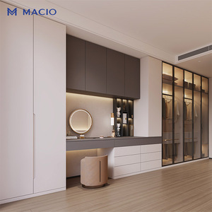 Armario Moderno de Madera de Dos Tonos MACIO <span class=keywords><strong>para</strong></span> Dormitorio con Tocador, <span class=keywords><strong>Armarios</strong></span> y Armario de Pared <span class=keywords><strong>para</strong></span> Organización y Almacenamiento de Ropa - Product Image 1