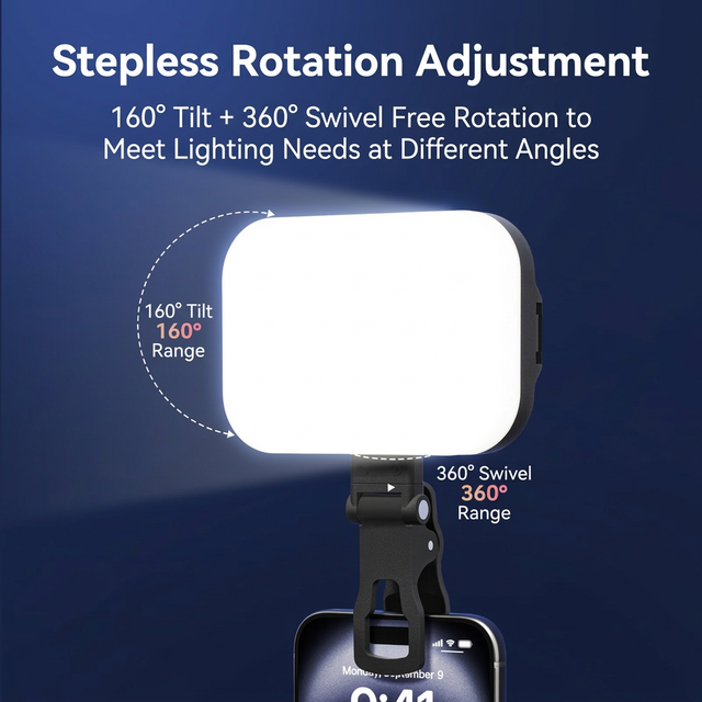 Adjustable Mini Pocket Photography LED Video Light Built-in Battery Phone Camera Fill Light 3 Color Temperature With Clip