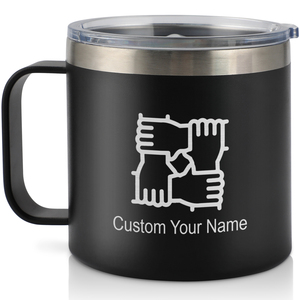 Mug à café en acier inoxydable gravé avec logo personnalisé de 14 oz, tasse à double paroi isolée sous vide avec poignée, cadeau personnalisé pour l'équipe ou l'amitié - Product Image 2