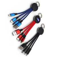 Set hadiah promosi Logo kustom-Gantungan Kunci kepang nilon Multi guna pengisi Logo LED 3 dalam 1 USB tipe-c komputer mikro cepat