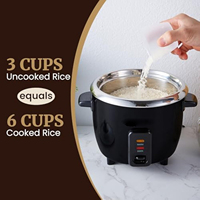 Cuiseur à riz électrique de 6 tasses avec pot intérieur en acier inoxydable de qualité alimentaire 304 pour faire des soupes, des ragoûts, des céréales et des céréales