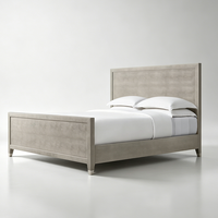 Kreatives, Schlichtes Design Modulares OEM Modernes Geprägtes Leder Massivholzrahmen Umweltfreundliches Langlebiges Paneelbett mit Fußteil