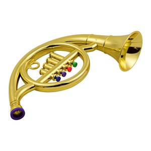 Instrumento <span class=keywords><strong>Musical</strong></span> de Viento, Trompa Francesa para Niños Pequeños, Trompa Metálica Dorada de ABS con 4 Teclas de Colores - Product Image 5