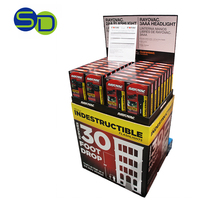 Expositor de baterías, estantería de cartón para tarjetas POS con pegatinas de pared y bolsillos de cartón, expositor de esmaltes de uñas de pie.