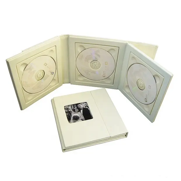 Boîtier en cuir PU, 1 Pic,4 disques, CD/DVD, de mariage