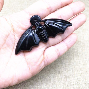 Chauve-souris en cristal naturel, noir, argent, or, <span class=keywords><strong>obsidienne</strong></span>, décoration d'halloween, vente en gros - Product Image 5