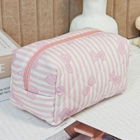 Tas Makeup Jacquard Bermotif Bunga Kecil Baru untuk Perjalanan, Perawatan Kulit, Tas Ritsleting, Tas Penyimpanan Portabel Kapasitas Besar, Tas Lembut