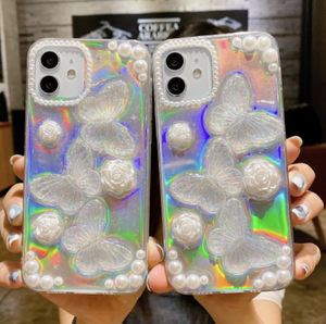 Honatop-funda de teléfono de lujo para IPhone 14 Pro Max, carcasa de epoxi, Sinfonía, perla, mariposa, para chicas y mujeres - Product Image 1