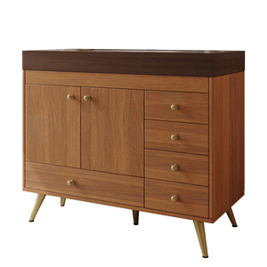 Mid-Century Modern Steel Hotel Gym Bathroom Vanity LED Mirror Drawers Freestanding <b>Bath</b> Vanity Set <b>Storage</b> - Product Image 1