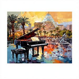 Impression sur panneau Art déco moderne - Décoration murale colorée avec musicien - Art mural carré encadré transparent - Product Image 1