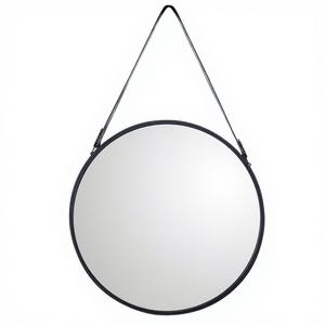 <span class=keywords><strong>Specchio</strong></span> Rotondo di Lusso ad Alta Definizione con Cinghia in Pelle PU e Cornice in Metallo per Arredamento Casa - Product Image 3
