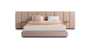 Luxury Italian Bedroom Set Modern Large Storage King Double Bed Large Front <strong>Head</strong> <strong>Board</strong> with Wood Side Table - Product Image 4