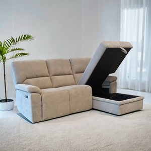 Modern Fabric Recliner Sectional <b>Sofa</b> <b>Three</b> Seat Lounge Couch with Storage Chaise Upholstered Living Room Furniture - Product Image 4