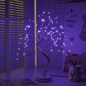 Bonsai Lampu Pohon 108 LED 4 Warna, Lampu Pohon Perak Berkilau Baterai Cabang Perak dan Dioperasikan USB - Product Image 6