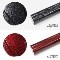 Vinilo de Fibra de Carbono Forjado Rojo y Negro de 0.5*16M con Revestimiento PET, Película para Automóviles con Brillo Láser Colorido Arcoíris, Autoregenerable y Protectora