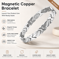 Pulsera de Cobre Puro Magnética para Terapia Magnética, Diseño de Cadena de Tres Hileras, Estilo Vintage, Venta al por Mayor, Personalizable, En Stock