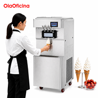 Machine à glace molle verticale à trois têtes en acier inoxydable T36LS T46LS T56LS pour café, snack-bar, restaurant