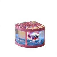 Mini aquarium brillant en forme d'éventail, présentoir portable pour animaux de compagnie de bureau, aquarium décoratif léger